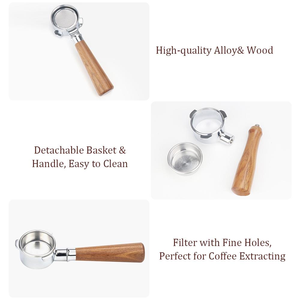Bộ Lọc Cà Phê Không Đáy Tay Cầm Gỗ 54mm Thay Thế Cho Máy Pha Cà Phê Breville 880 / 870 / 850
