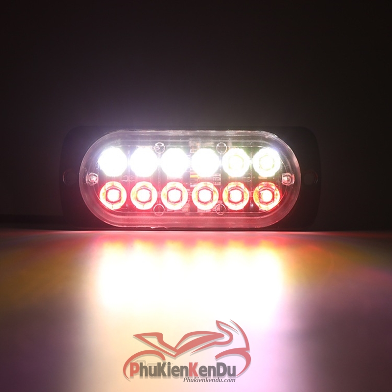 Đèn chớp police xanh đỏ 12 Led cao cấp 16 chế độ nháy cảnh sát vỏ nhôm CNC 12V-24V - DXZ