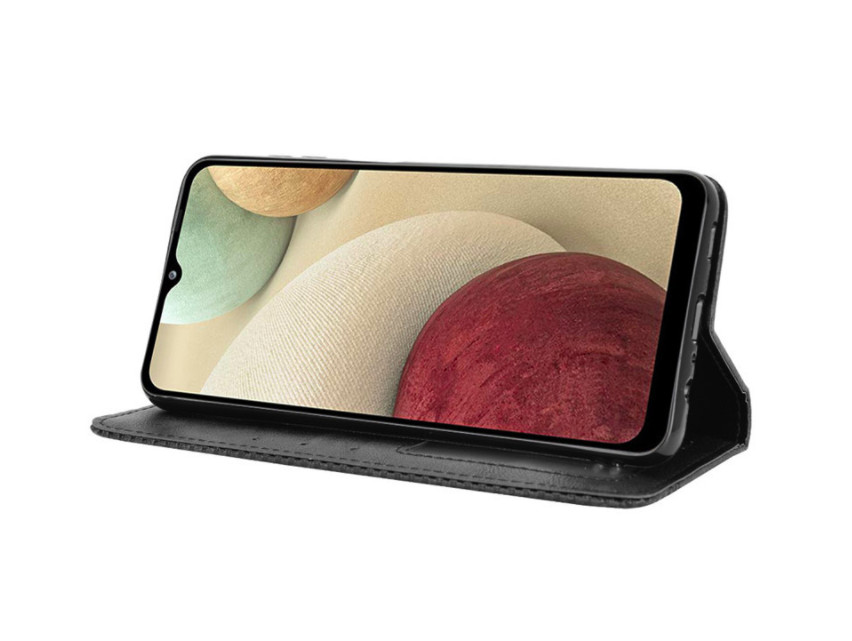 Bao da dành cho Samsung Galaxy A12 Flip Wallet Leather dạng ví đa năng siêu bền siêu êm