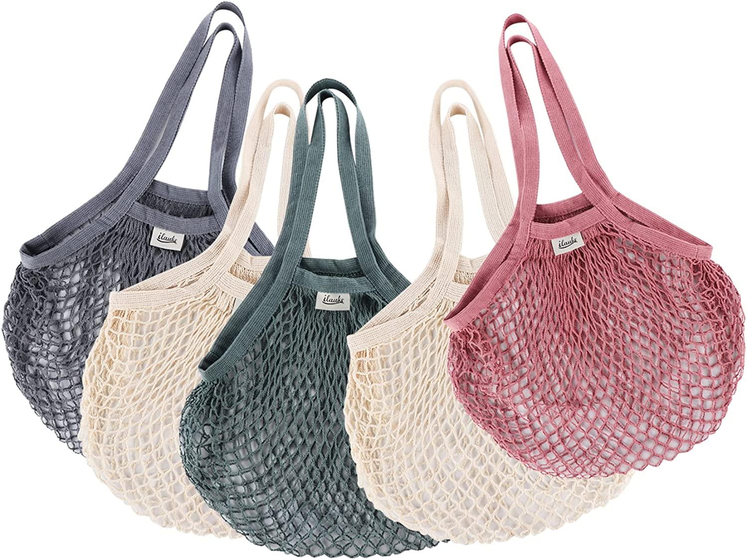 Túi lưới đựng hàng tạp hóa có thể tái sử dụng 5 gói, Túi mua sắm dây cotton