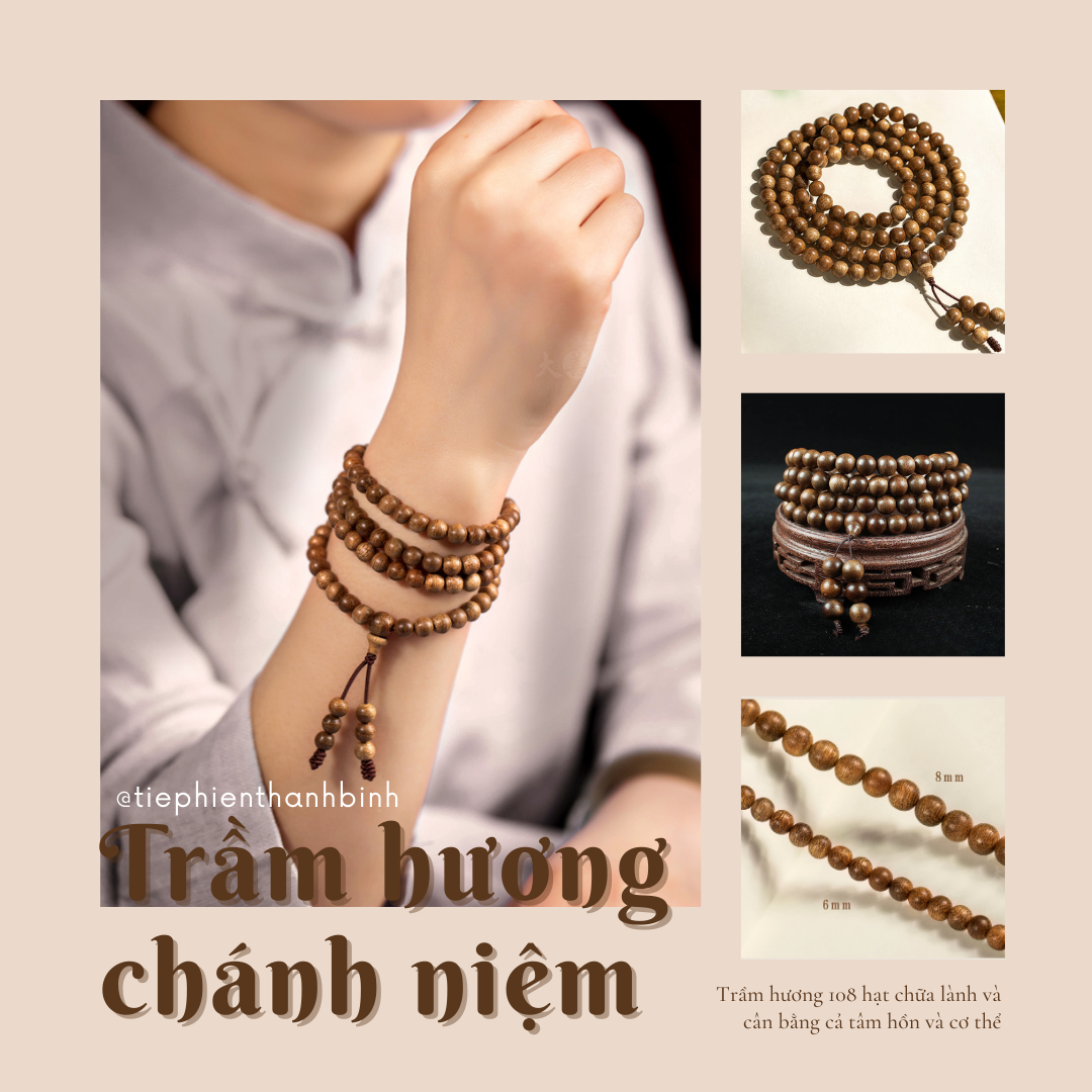 Chuỗi 108 Hạt Trầm Hương Brunei 6mm/8mm Malas Thiền Thơm Tự Nhiên Thích Hợp Đeo Hàng Ngày