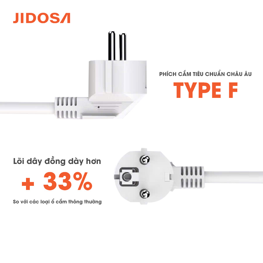 Ổ Cắm Điện JIDOSA Tích Hợp Ổ USB Và Type C Hình Tháp Đa Năng Công suất 3000w Thiết Kế Thông Minh