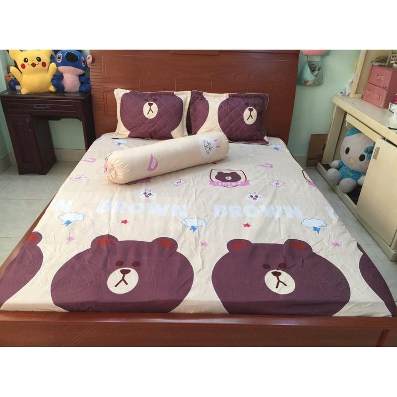 Bộ Ga Gối Cotton Poly nhiều hình 1m6x2mx10cm/ 1m8x2mx10cm