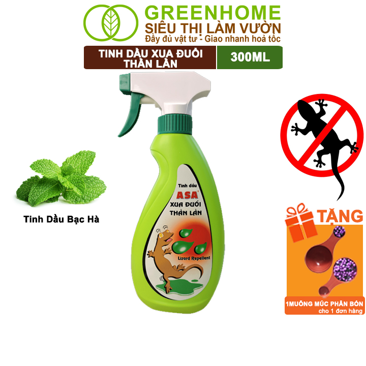 Chế Phẩm Xua Đuổi Thằn Lằn Greenhome, ASA, Chai 300ml, Xua Đuổi Thằn Lằn Mạnh Mẽ, Hiệu Quả Lâu Dài