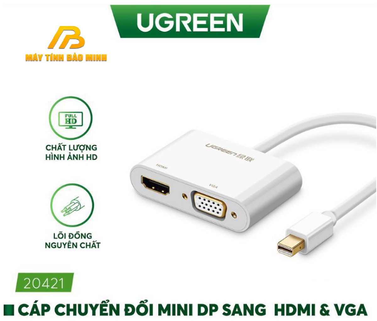 Cáp Mini DisplayPort To HDMI + VGA Ugreen - Hàng chính hãng