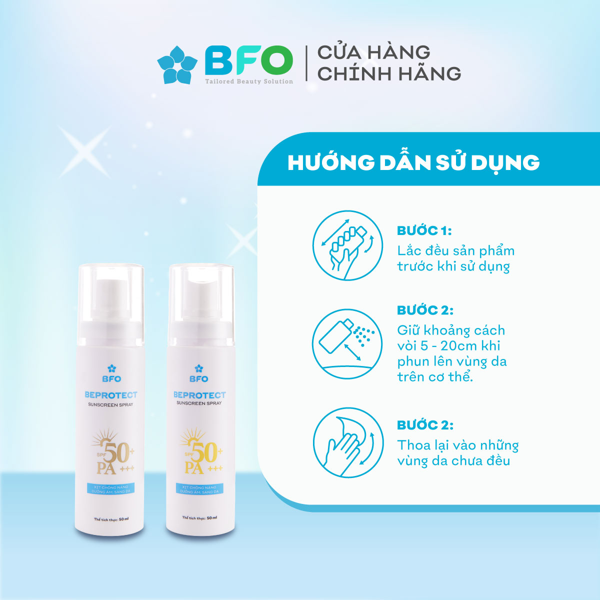 Xịt Chống Nắng Bảo Vệ Hoàn Hảo Dưỡng Da Nâng Tone Beprotect SPF 50 PA