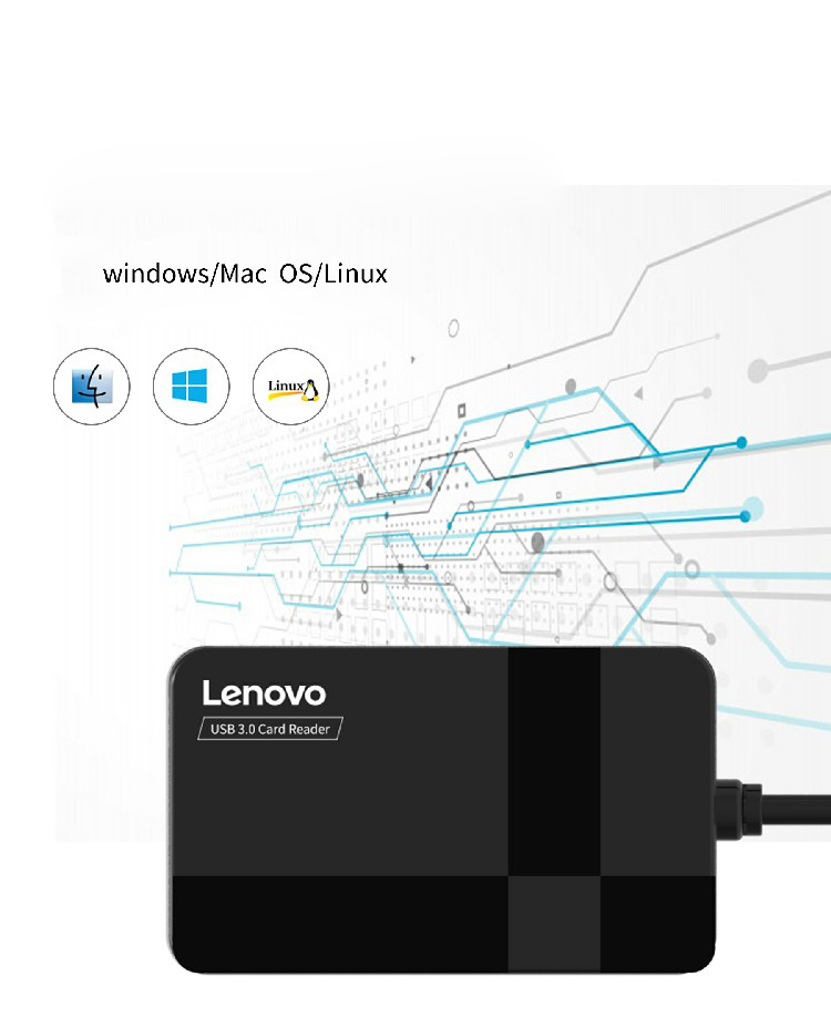 Đầu Đọc Thẻ Nhớ USB 3.0 Lenovo D302 4 trong 1 (TF, SD, CF, MS) - Hàng Nhập Khẩu