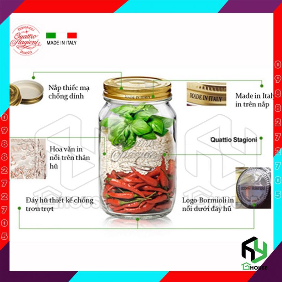 Hũ thủy tinh nắp vặn QUATTRO - Bormioli Rocco - 700ml -Hàng Chính Hãng