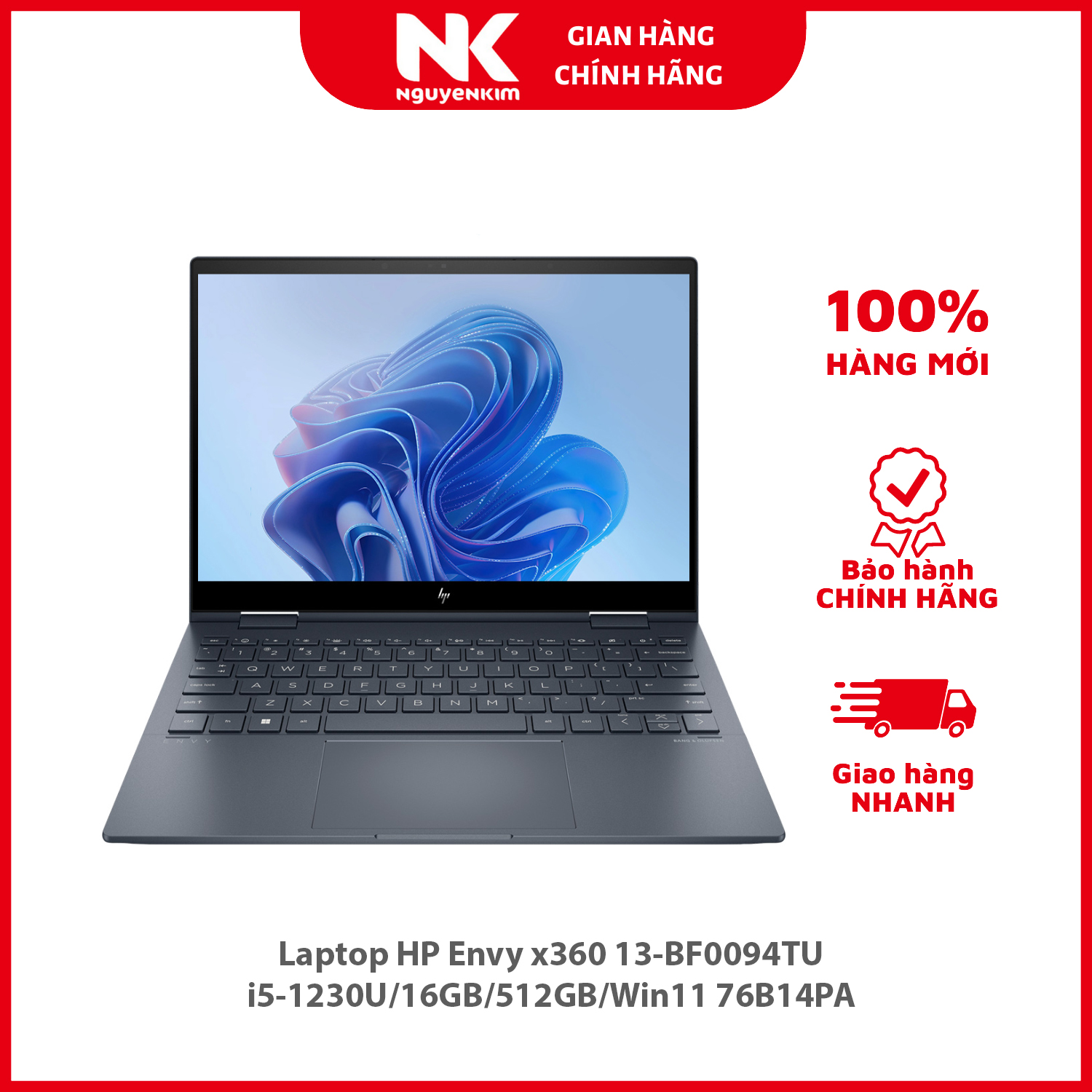 Laptop HP Envy x360 13-BF0094TU i5-1230U/16GB/512GB/Win11 76B14PA - Hàng chính hãng