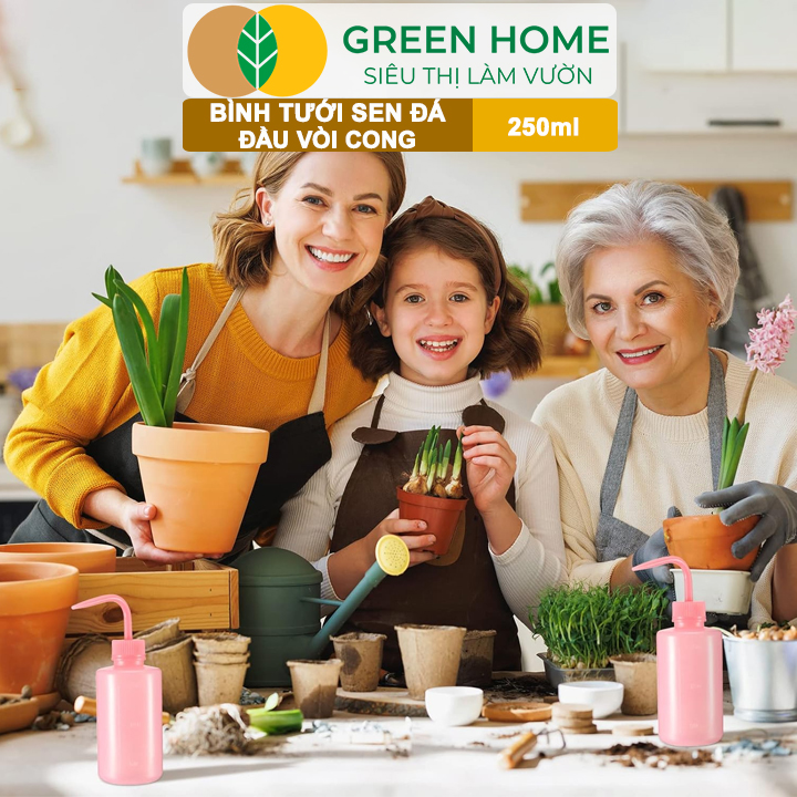 Bình Tưới Cây GreenHome, Vòi Cong 250ml, Phù Hợp Cho Sen Đá, Xương Rồng, Màu Sắc Ngẫu Nhiên