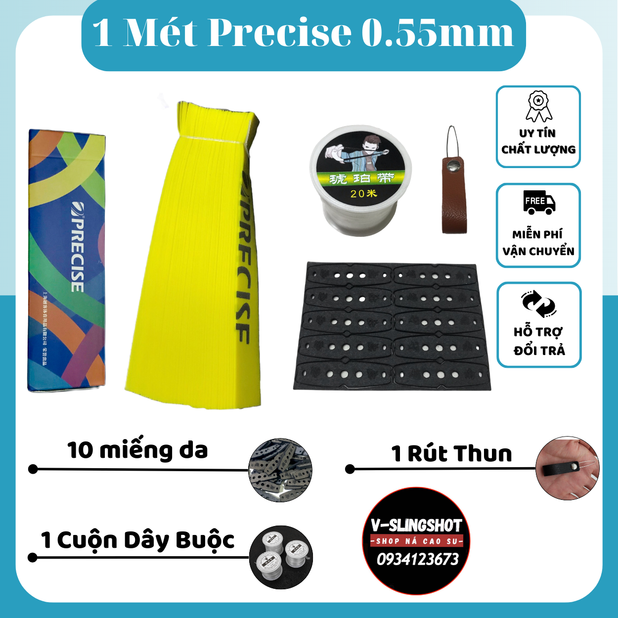 [Giá Rẻ] 1 Mét Dây Thun Precise 0.55mm V3 Màu Vàng