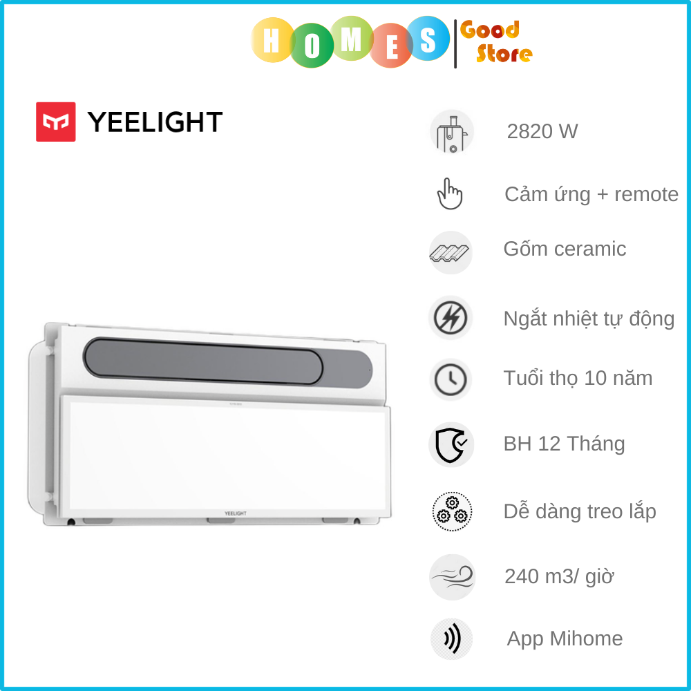 Đèn Sưởi Nhà Tắm Yeelight Pro S20 YLYYB-0010 Điều Khiển App Mihome Tuổi Thọ Tới 10 Năm Với Công Suất 2820 W - Hàng Nhập Khẩu