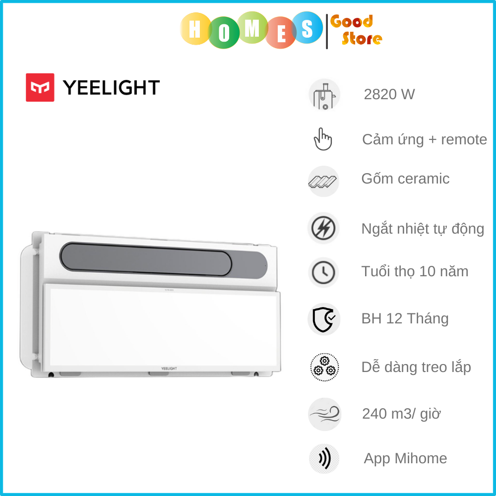 Máy Sưởi Nhà Tắm, Đèn Sưởi Nhà Tắm Yeelight Pro S20 YLYYB-0010 Điều Khiển App Mihome Tuổi Thọ Tới 10 Năm Với Công Suất 2820 W - Hàng Chính Hãng