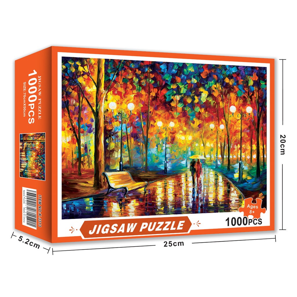 Bộ Tranh Ghép Xếp Hình 1000 Pcs Jigsaw Puzzle Cặp Vợ Chồng Đi Bộ Trong Mưa Thú Vị Cao Cấp