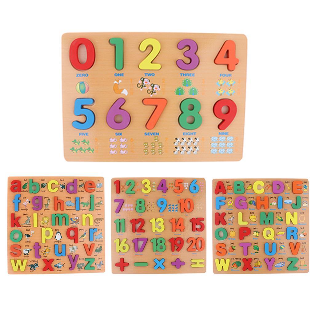 Wooden Numbers Color Cognition Board Blocks Puzzle Educational Toys Birthday