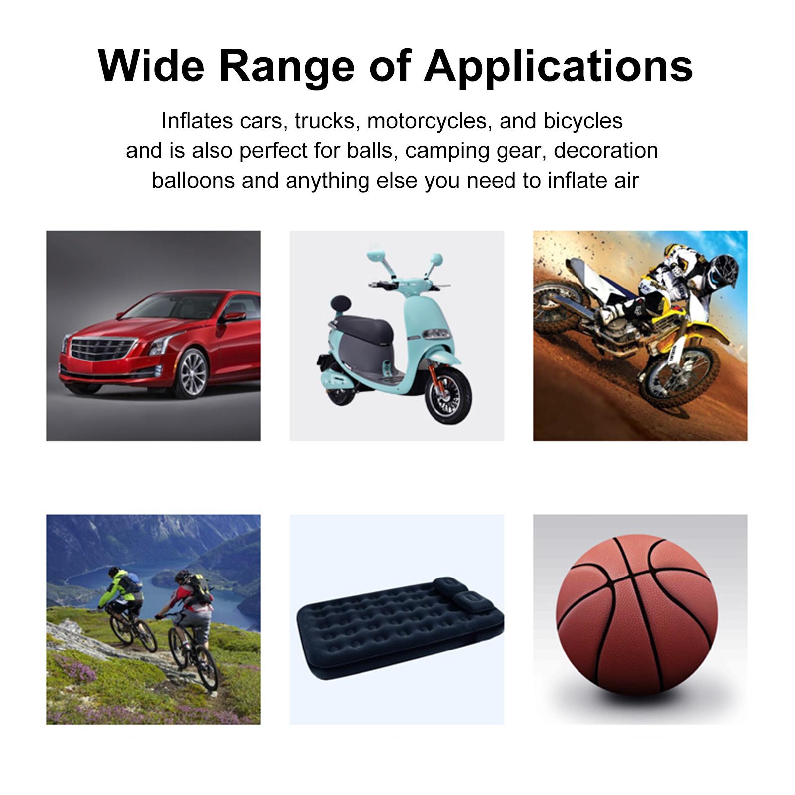 Tire Inflator Portable Air Compressor Digital Pressure Gauge with LEDs Light USB Rechargeable 150PSI Electric Air Pump