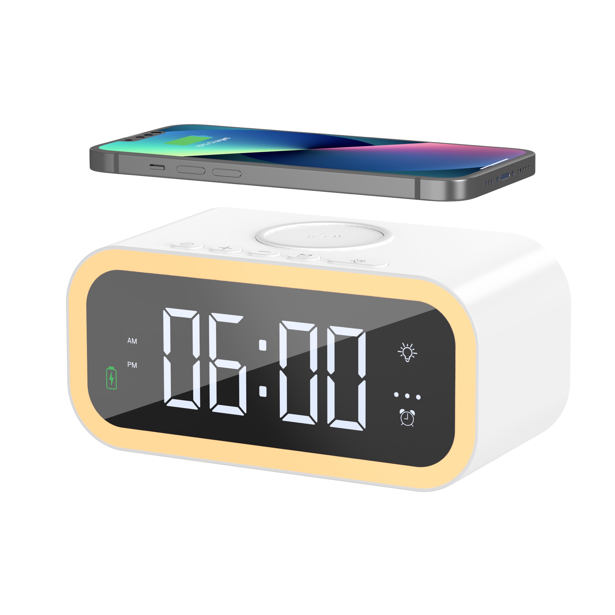 Sạc không dây kèm đồng hồ Wiwu Time Wireless Charger Wi-W015 cho các thiết bị sạc k dây, đồng hồ báo thức có thể đặt độc lập - Hàng chính hãng