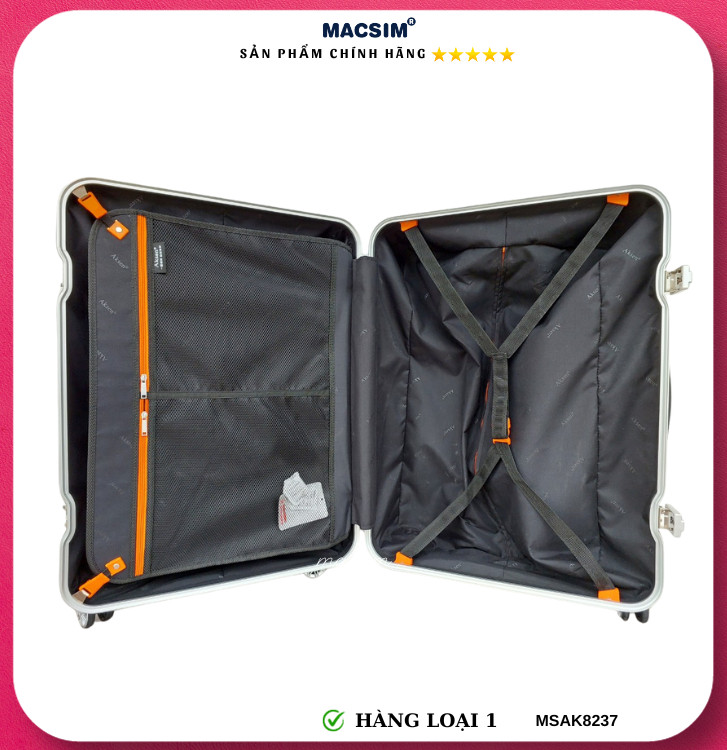 Vali cao cấp Macsim Aksen hàng loại 1 MSAK8237 cỡ 20inch ( màu trắng)