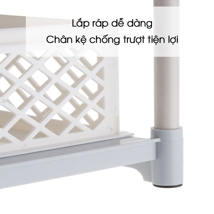 Kệ trượt 2 tầng để đồ nhà bếp nhà tắm size lớn hộp xanh