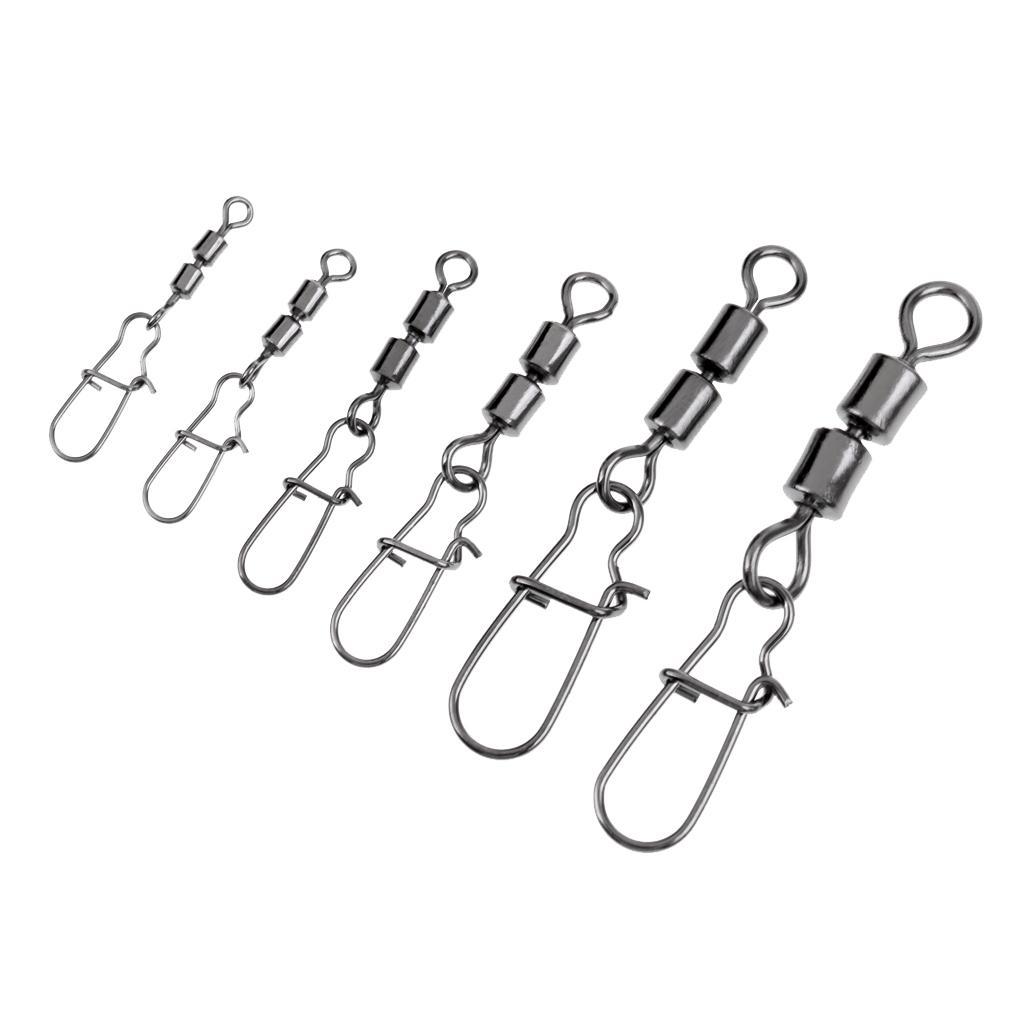 3 Pieces Fishing Bearing Rolling Swivel Metal with Snap Fishhook Fastlock Solid Rings Lure Connector Fish Hook Tackle