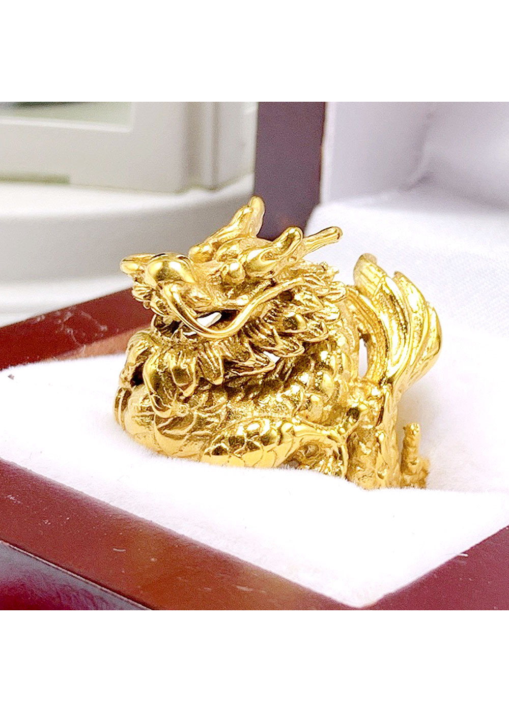 Nhẫn Nam Mạ Vàng 24 K Rồng Xoắn - Tặng Hộp