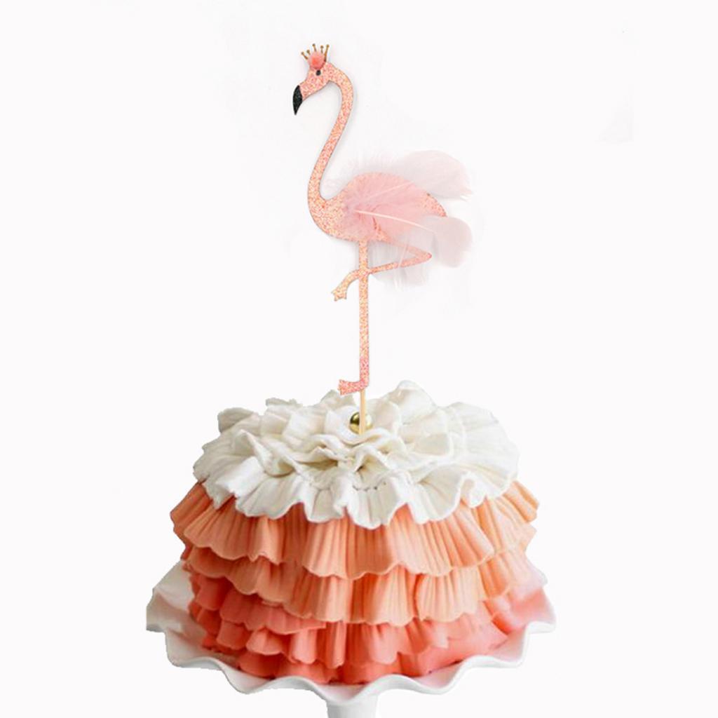 5 Pieces Glitter Tropical Flamingo Cake Toppers Baby Shower Party Decoration