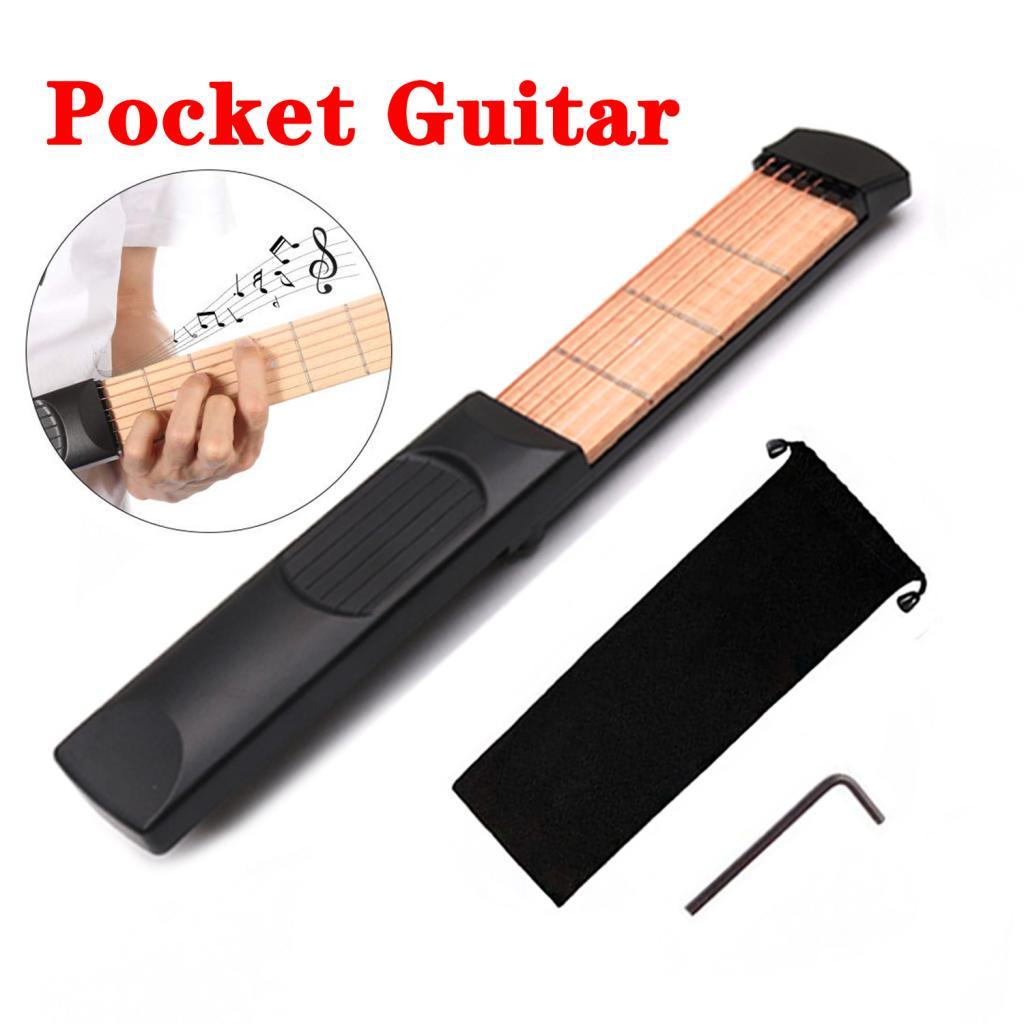 1 Set Right Hand 4 Fret 6 Strings Pocket Guitar Travel Guitar for Beginner Kids Practice Tool