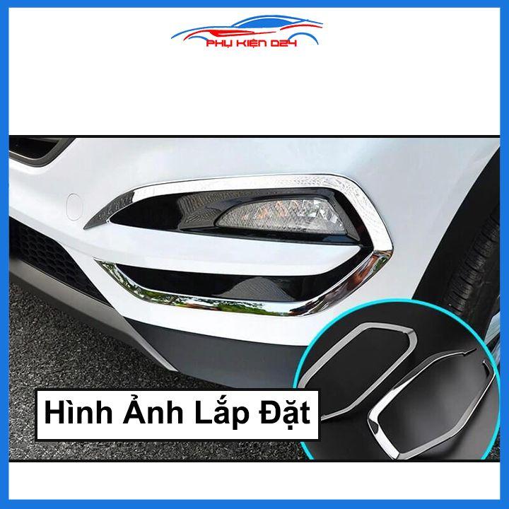 Ốp viền đèn gầm trước Tucson 2016-2017-2018, 2019-2020-2021 mạ Crom chống trầy trang trí làm đẹp xe