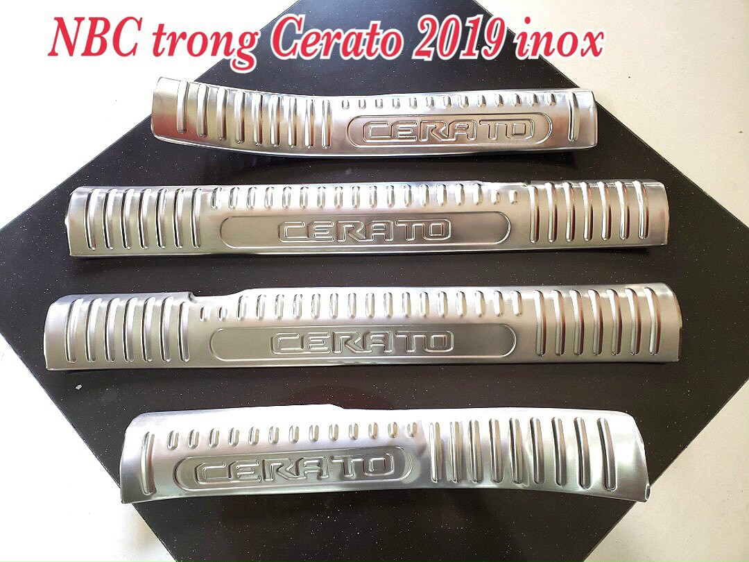 Nẹp bước chân, Ốp bậc cửa trong + ngoài Inox/titan KIA CERATO đời 2019-2023, Hàng Cao Cấp