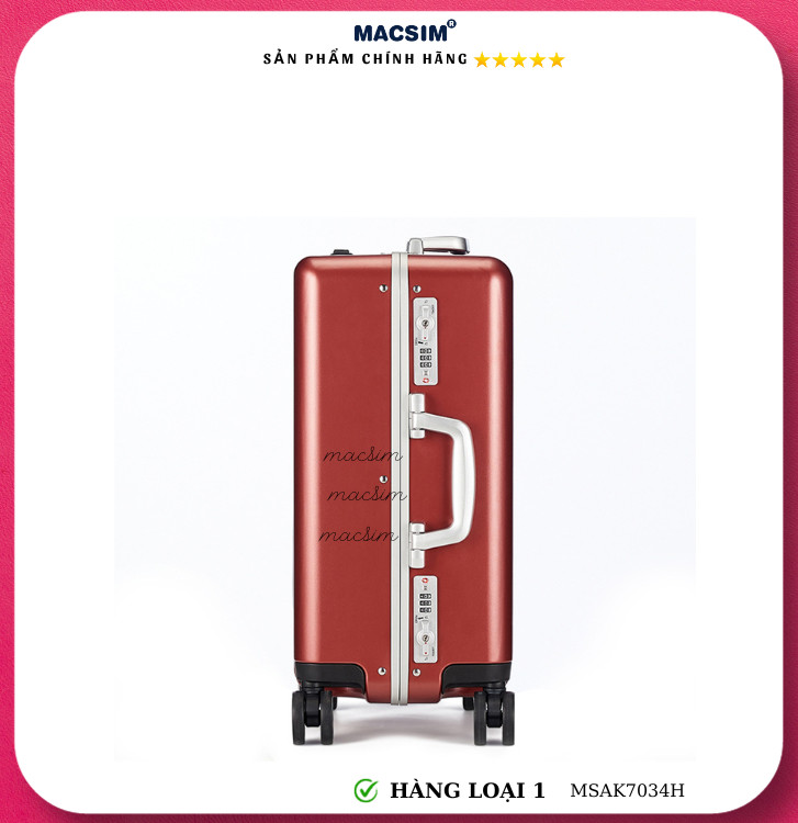 Vali cao cấp Macsim Aksen hàng loại 1 MSAK7034H cỡ 20 inch- màu đỏ