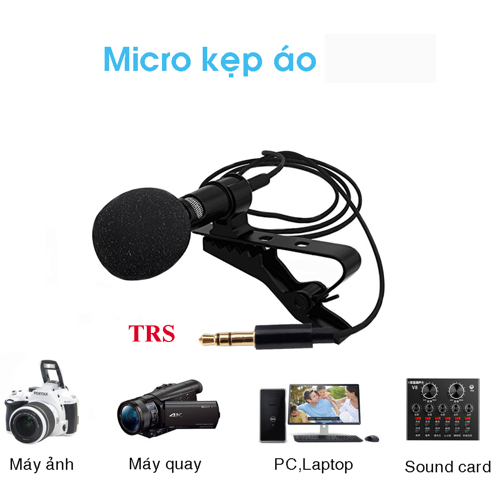 Micro thu âm kẹp áo dùng cho máy tính, laptop, máy ảnh DSLR hỗ trợ học online, video call