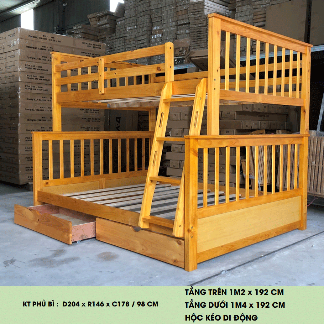 Giường tầng xuất khẩu York 1m2/1m6