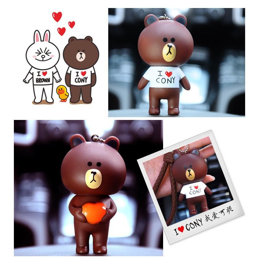 Móc khóa hình thỏ Cony và gấu Brown-Móc khóa gấu nâu và thỏ trắng-