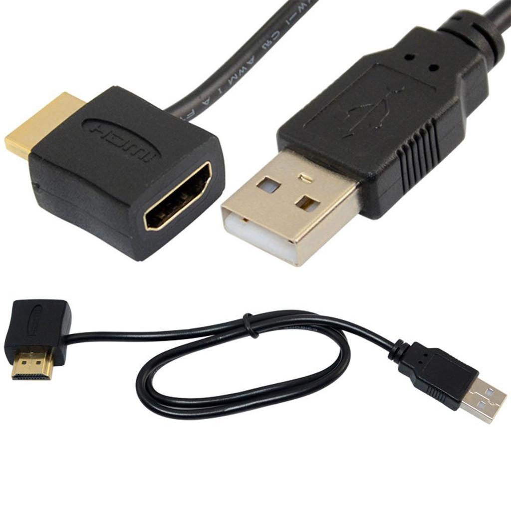 2 Pieces HDMI M to F Adapter Plug With USB 2.0 Power Supply Connector Cable