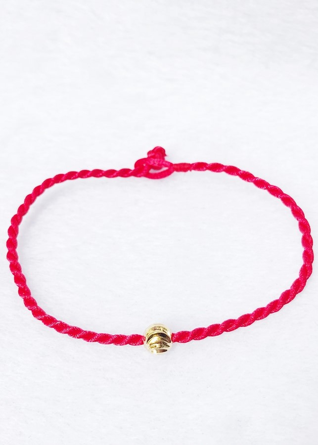 Vòng Tay May Mắn Gắn Charm Bi Xoắn - Đỏ Vàng