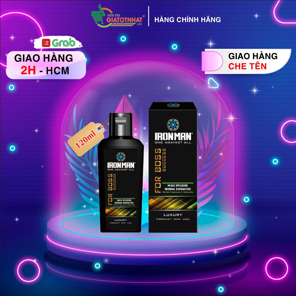 Dung dịch vệ sinh nam dịu nhẹ dạng gel tinh chất thảo dược ,the mát,giúp làm sạch,khử mùi hôi,thiết kế nhỏ gọn Ironman for Boss 120g