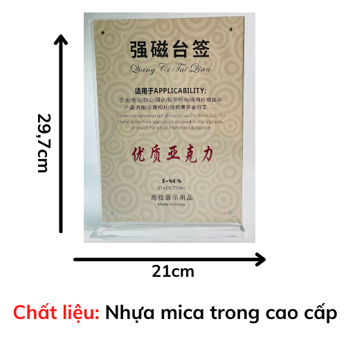 Bảng tên mica chức danh mica để bàn A4 đứng mica cao cấp T808