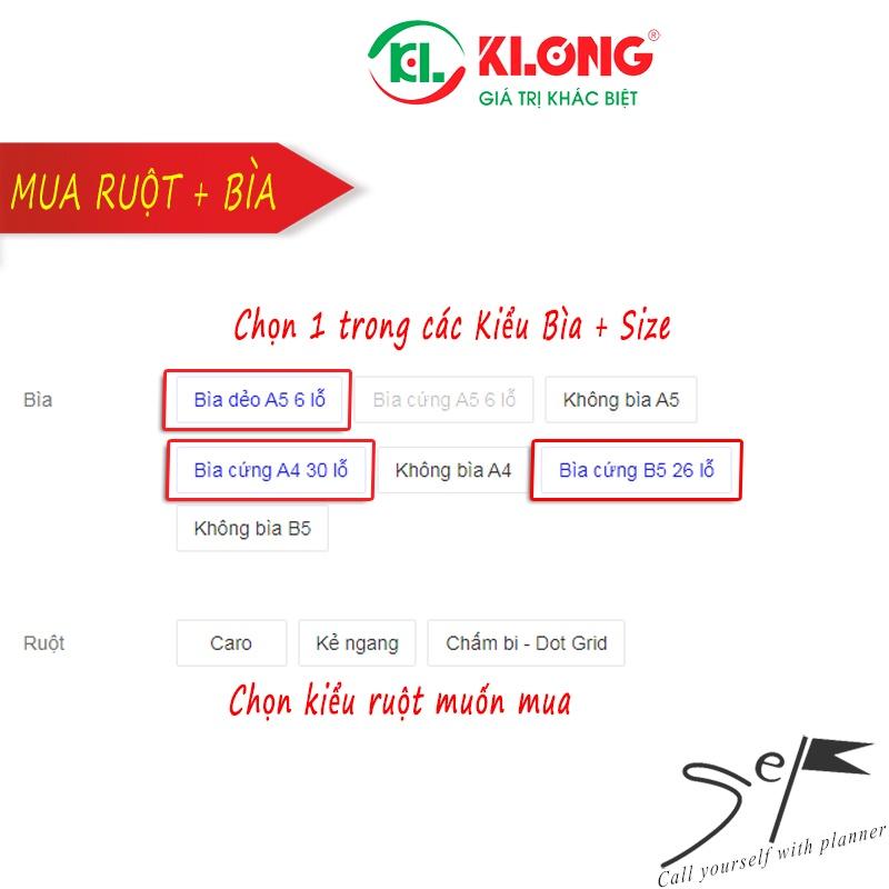 Sổ còng/Ruột refill Klong caro, kẻ ngang, chấm bi A5 A4 B5 - 100 tờ 120gsm, tặng 6 ruột Happy Note