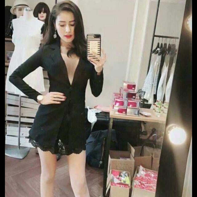 Sét vest chân váy áo croptop