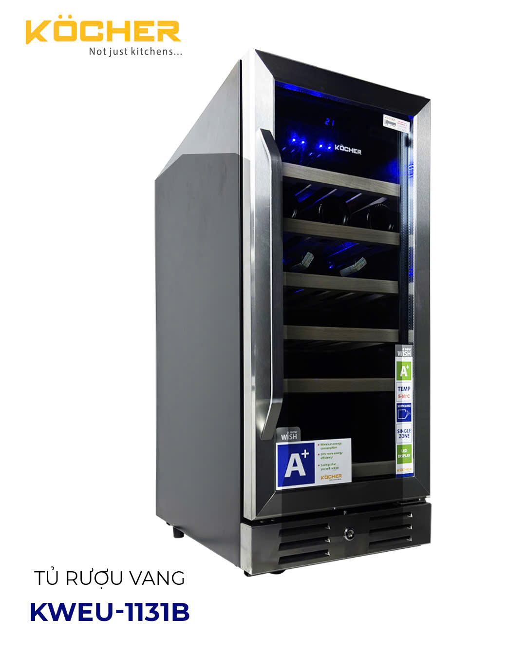 TỦ BẢO QUẢN RƯỢU VANG KWEU-1131B. Hàng chính hãng