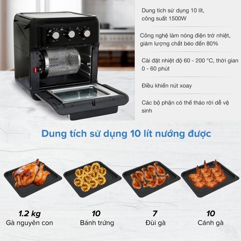 Nồi Chiên Không Dầu Hawonkoo AFH-100, Dung Tích 10Lit - 5 Phụ Kiện Nướng Đa Năng, Hàng Chính Hãng