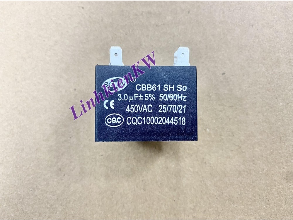 2 con Tụ Quạt Điều Hòa 3uf 450v Chân Jack, Mới, Chính gốc 100%