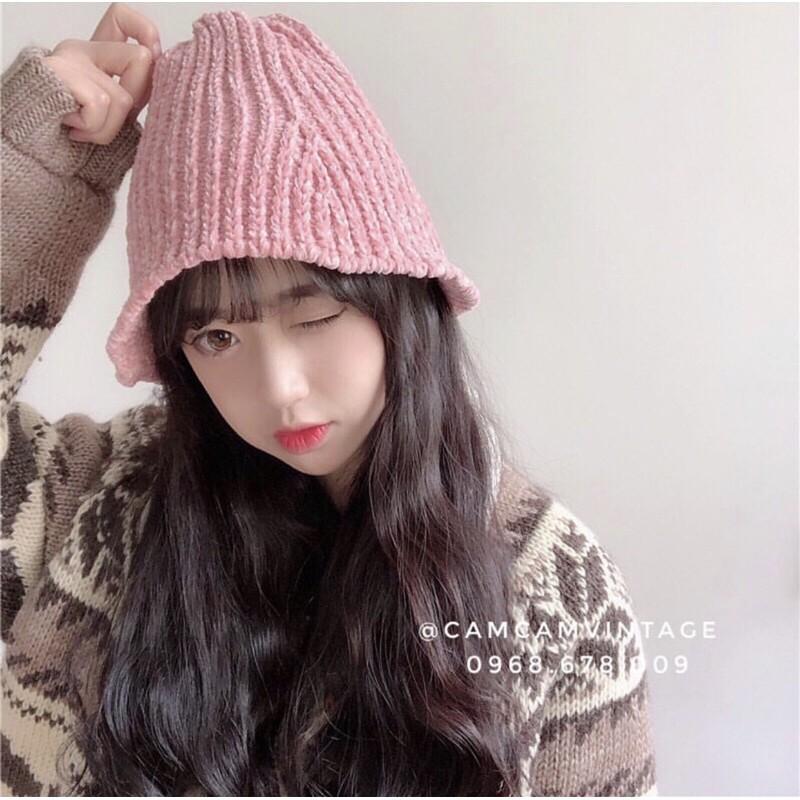 Mũ bucket nón ulzzang beanie chú lùn sụp tone màu vintage đáng yêu