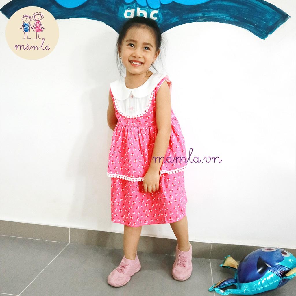 Váy Sara hoa baby trắng nền hồng OliRiver 2Y-6Y