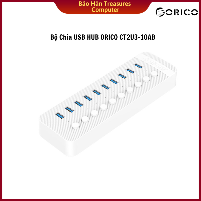 Bộ Chia USB HUB ORICO CT2U3-10AB 10 Cổng USB 3.0 Với Các Cổng Riêng Lẻ- Hàng Chính Hãng