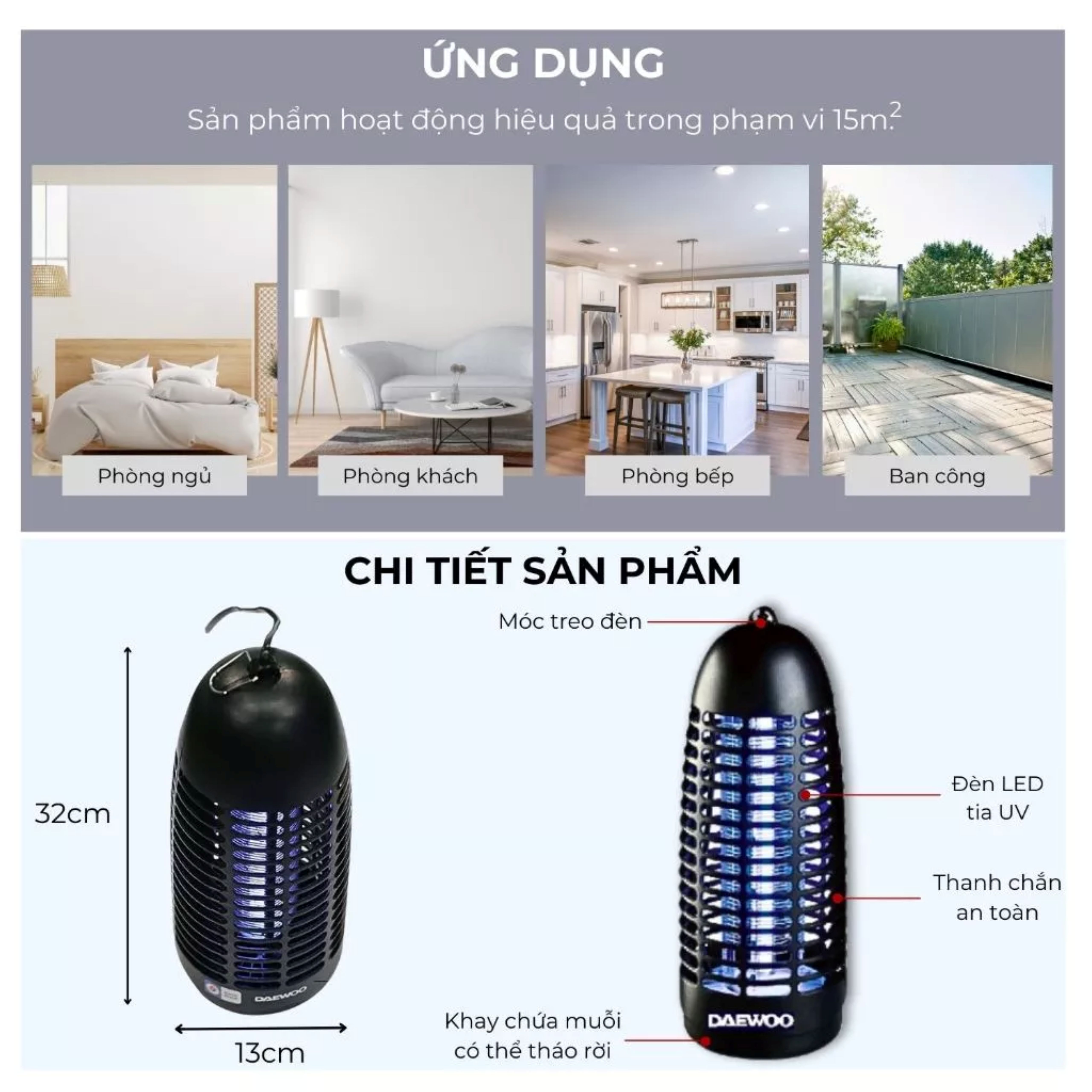 Đèn Bắt Muỗi Daewoo DWIK-780 Hàng Chính Hãng