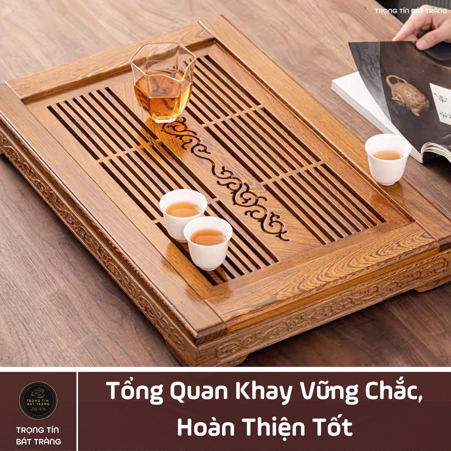 KT 33 Khay Trà Tre Cao Cấp Chữ Nhật Kích Thước 57*37*7