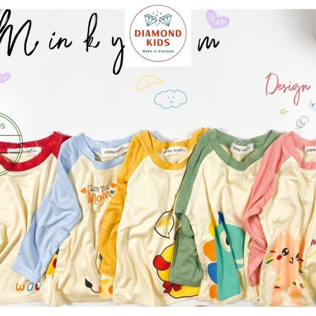 Bộ Quần Áo Dài Tay MINKY MOM Thun Lạnh cho Trẻ Em Bé Trai Bé Gái In Hình Dễ Thương vải mềm mịn thoáng mát TD.10