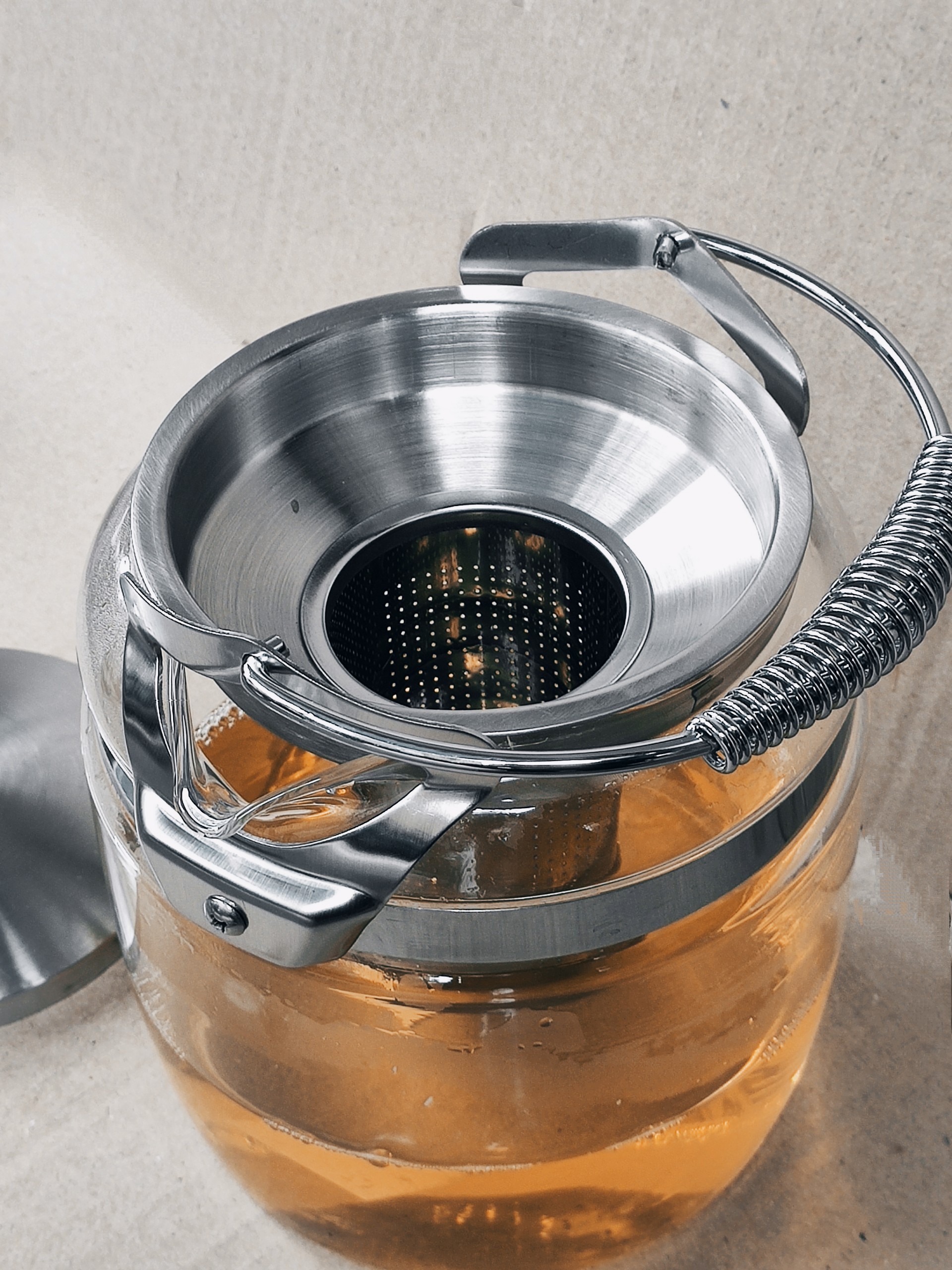 BÌNH TRÀ ẤM PHA TRÀ CAFFE THỦY TINH CHỊU NHIỆT QUAI SÁCH LÕI LỌC INOX 304 - 1800ML