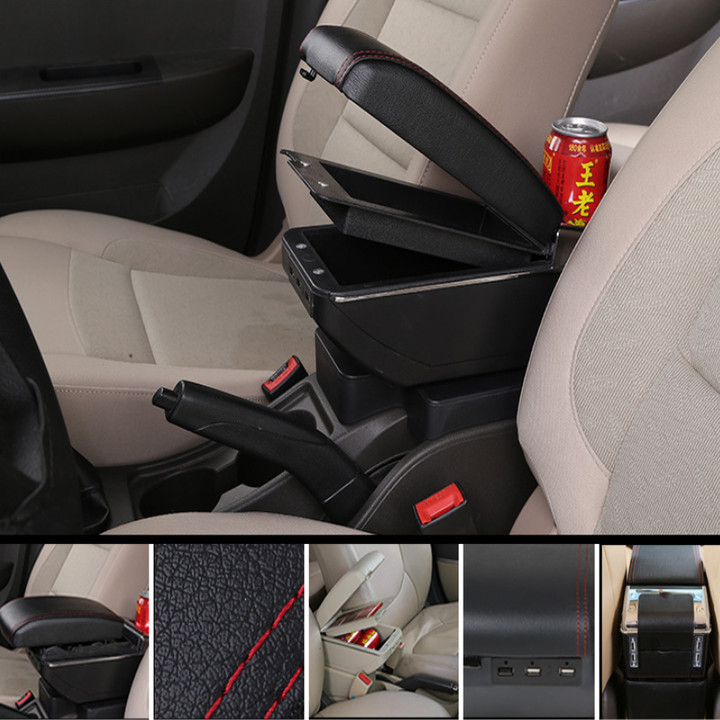 Hộp tỳ tay ô tô, xe hơi cao cấp tích hợp 7 cổng USB dùng cho xe Chevrolet Spark DUSB-SPNK